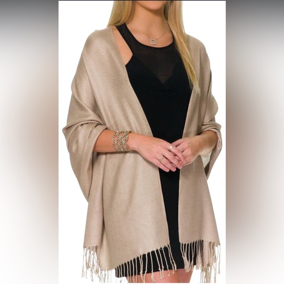 Pashmina Shawl, Coral - Picture 3 of 10